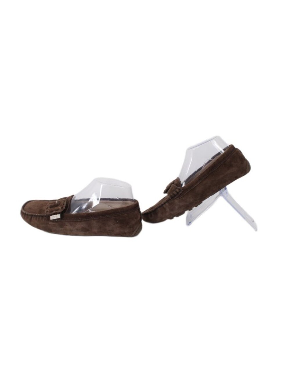 UGG Slippers Sz 6.5 Brown Buckle Detail Slip On Leather Suede Fur Slippers - Picture 4 of 9
